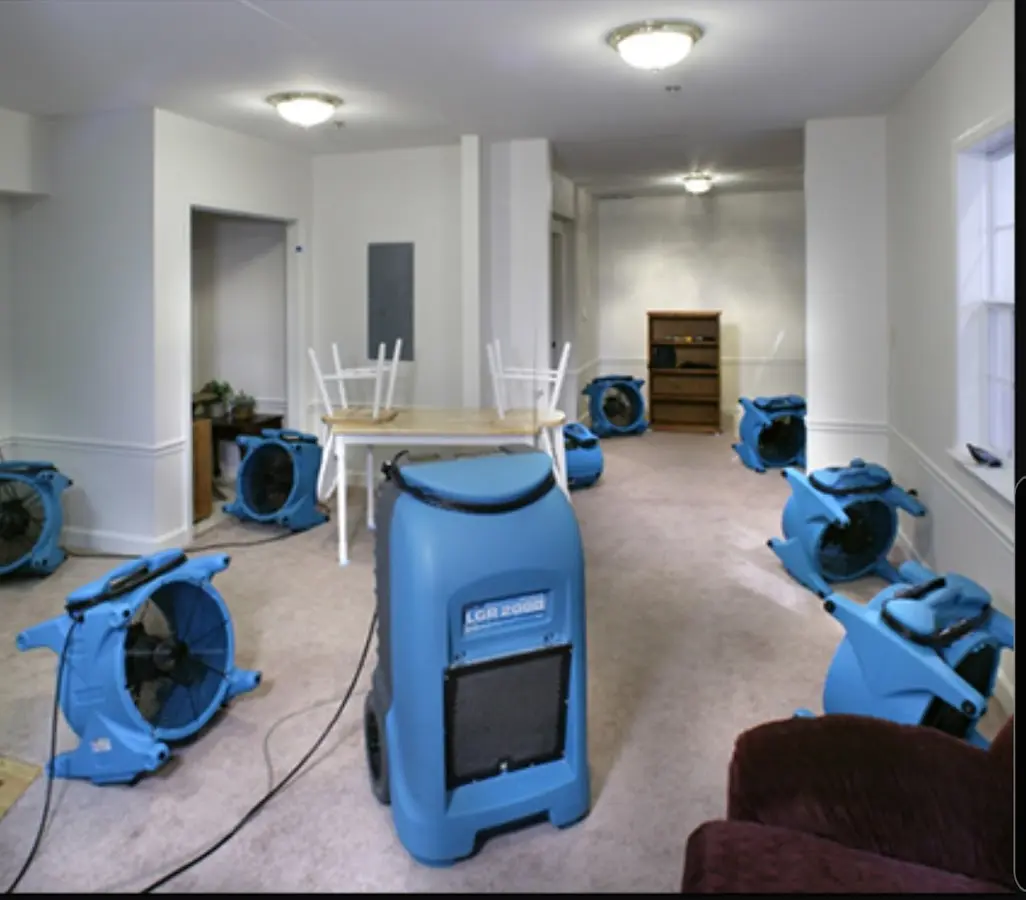 Air movers and dehumidifier setup for Water Extraction & Removal in Sangaree