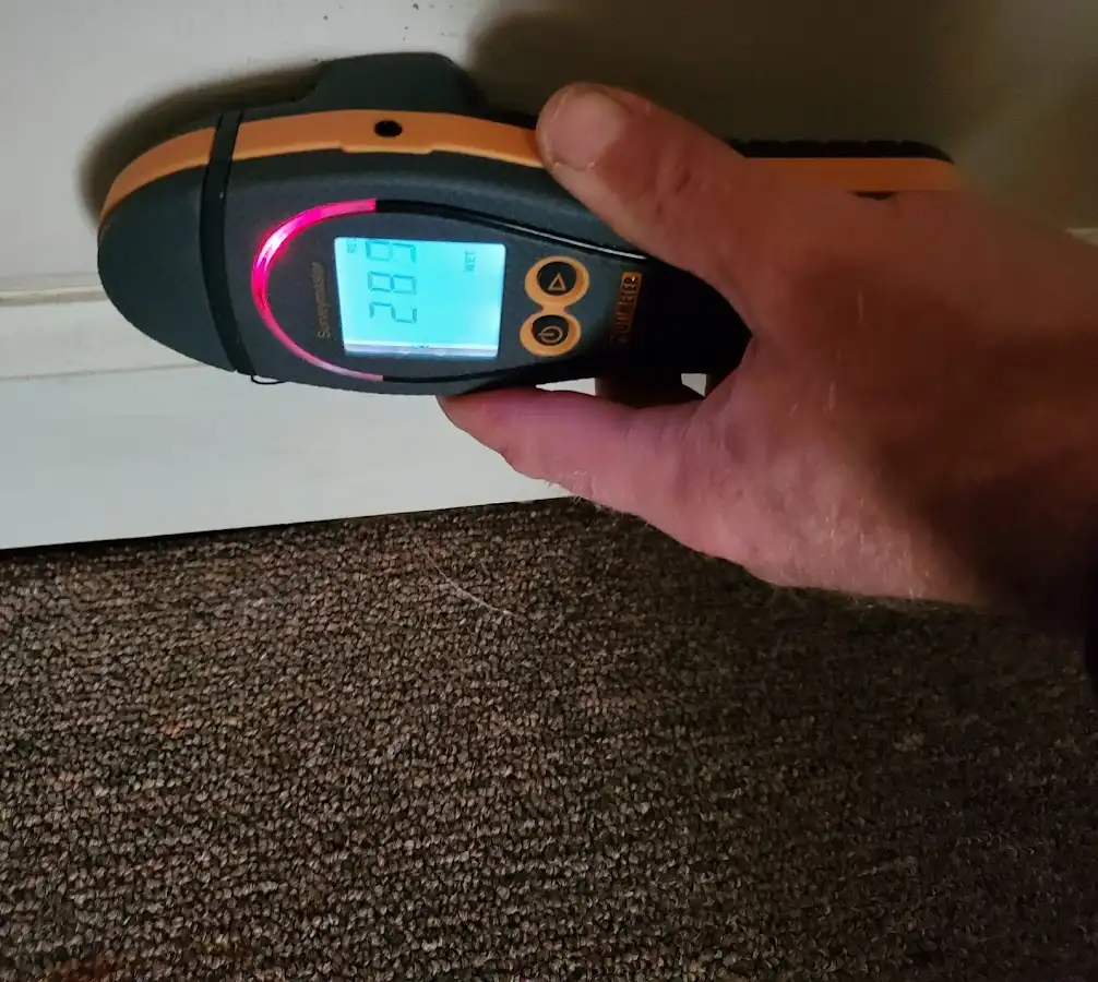 Moisture detection at baseboard during Burst Pipe Cleanup in Sangaree